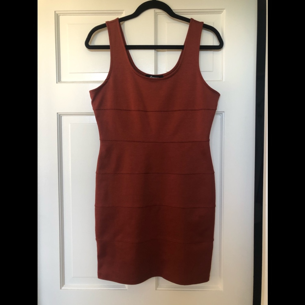 Burnt Orange scoop neck body con dress